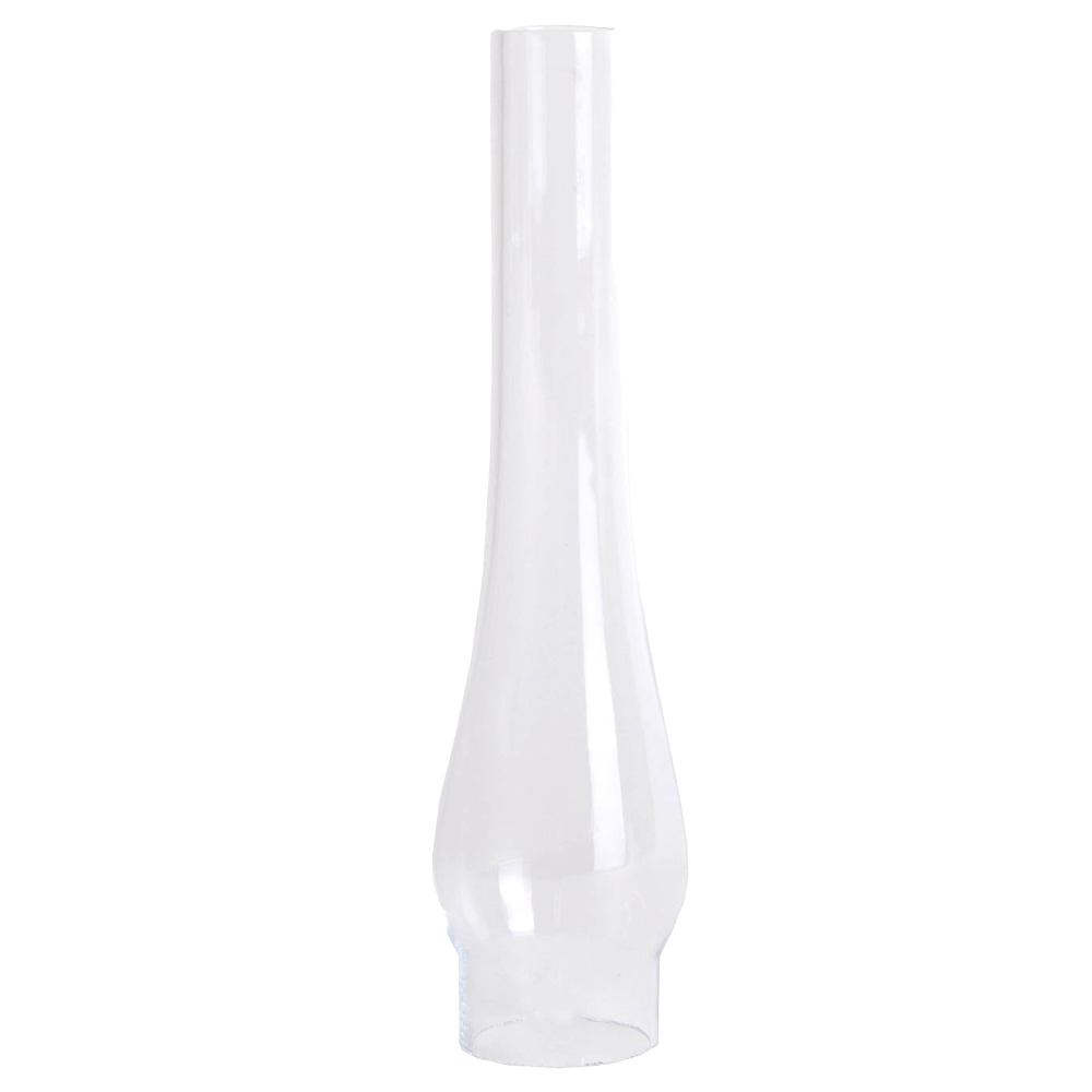 Handcrafted clear glass oil lamp chimney with a 1-1/8" base and subtle bulge, designed for Lamps & Lighting, Parts and Accessories, Chimneys and Globes collections.