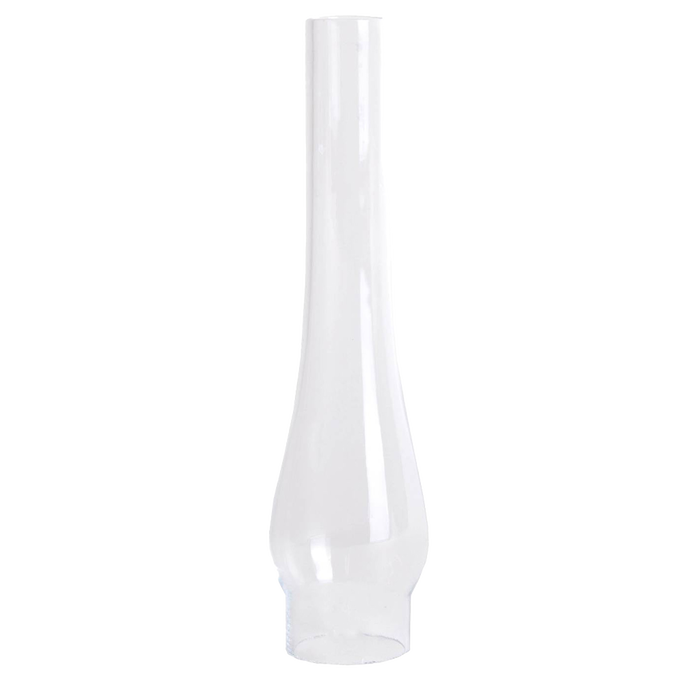 Handcrafted clear glass oil lamp chimney with a 1-1/8" base and subtle bulge, designed for Lamps & Lighting, Parts and Accessories, Chimneys and Globes collections.