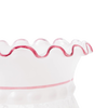 Handcrafted amethyst rose glass oil lamp shade with delicate wavy pink trim, designed for lamps and lighting, parts and accessories, lamp shades, and best sellers collections.