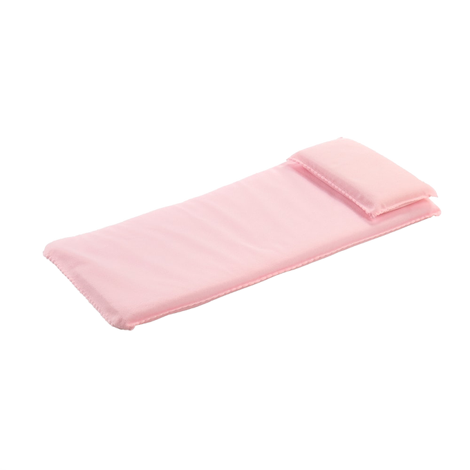 Handcrafted pink miniature mattress and pillow set for doll furniture, made in USA, ideal for Toys, Books & Games, Amish Made, Children's Toys, and Dolls and Doll Accessories collections.