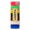 Clear plastic case containing six sets of colorful dice with red, green, yellow, white, blue, and maroon colors, designed for fast-paced family game fun, part of Toys, Books & Games collections.