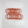 Set of reusable wide-mouth canning jar lids and orange sealing rings, designed for food preservation and kitchen use, featured in USA Made and Best Sellers collections.