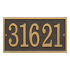 Rectangular custom address plaque with bronze background and gold numbers, handcrafted in the USA, enhancing curb appeal in Home & Decor and Mailboxes and Address Signs collections.