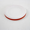 White reusable plastic lid with a red sealing ring, handcrafted and made in USA, ideal for regular mouth canning jars, featured in Kitchen & Food and Food Preservation collections.