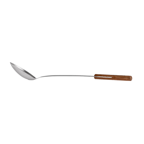Long handcrafted serving spoon featuring a durable stainless steel bowl and a smooth walnut handle, designed for easy outdoor meal portioning in Farm, Garden & Tool, Kitchen & Food, Camping, Storage and Serving, Best Sellers, Promo Eligible collections.