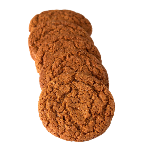 Handcrafted crispy ginger snap cookies with warm spices and molasses, showcasing rich texture, part of Kitchen & Food, Snacks and Sweets, and USA Made collections.