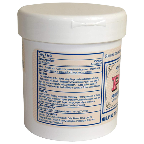 White plastic jar of Pinxav Diaper Rash Cream showing detailed drug facts label with active ingredients and usage information, featured in Health & Wellness and USA Made collections.