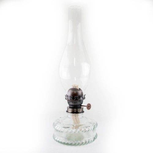 Handcrafted reflector oil lamp with clear glass base and tall chimney, featuring a removable mirror reflector, ideal for Lamps & Lighting, Oil Lamps, Wall Lamps, Best Sellers, and Promo Eligible collections.