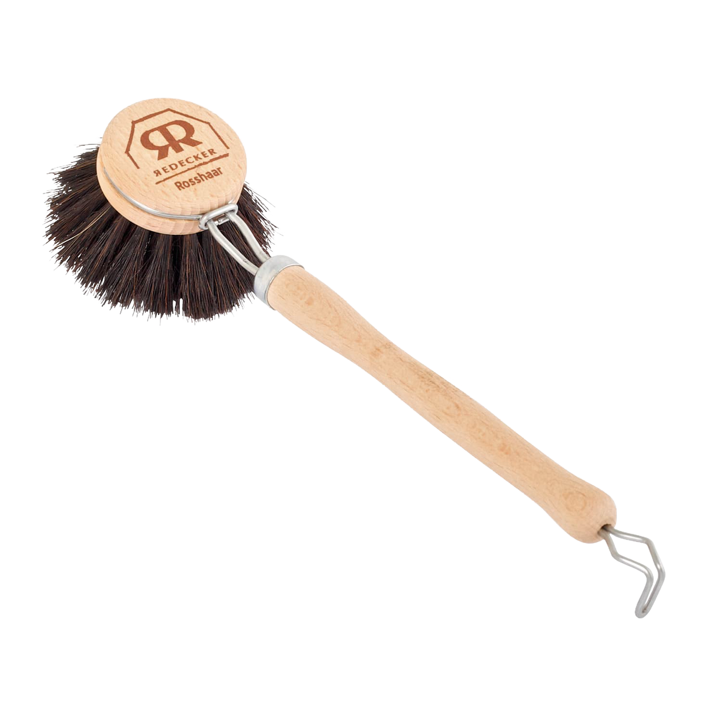 Natural beechwood dish brush with dark bristles and replaceable head, designed for sustainable cleaning in Home & Decor and Household Cleaning collections.