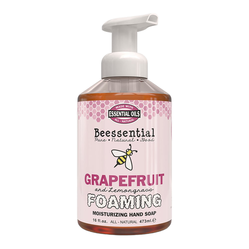 Pump bottle of handcrafted natural foaming hand soap in grapefruit and lemongrass scent, made in small batches in the USA, perfect for Health & Wellness, Soaps, and Best Sellers collections.