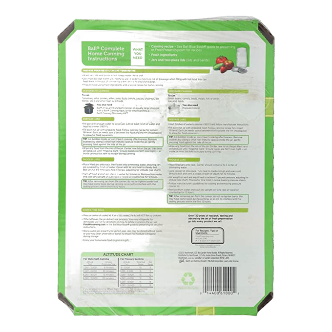 Instruction sheet for home canning with detailed steps for preparing, processing, and sealing jars, featuring clear guidelines for safe food preservation in Kitchen & Food, Food Preservation, Canning collections.