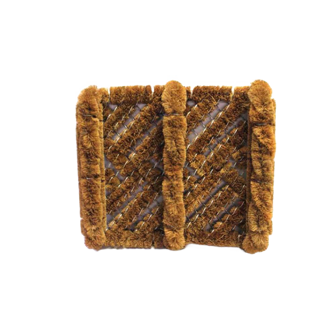 Durable shoe scraper made with natural coconut fiber and rust-resistant wire frame, designed to remove dirt and keep floors clean, featured in Home & Decor and Household Helpers collections.
