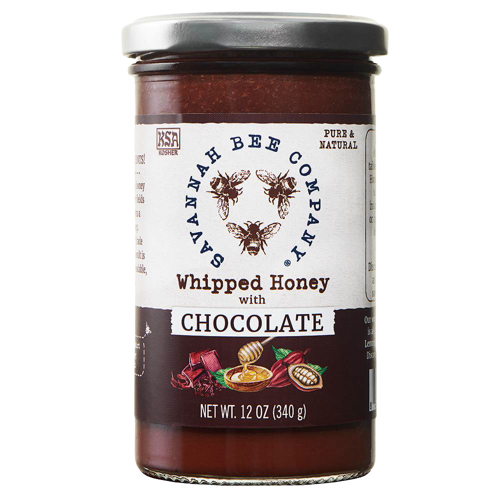 Unique handcrafted jar of creamy whipped honey blended with rich chocolate, perfect for kitchen, pantry, food, and best seller collections.