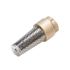 Brass and stainless steel foot valve with perforated strainer, designed for 1-1/4" pipes to improve deep well pump performance, featured in Appliances and Pump Parts collections.