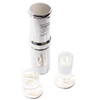 Handcrafted polished stainless steel gravity water filter with two clear glass cups filled with water, ideal for camping and emergency supplies in Farm, Garden & Tool and Appliances collections.