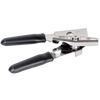 Heavy gauge chromed steel can opener with rubberized black handles for comfortable grip, designed for smooth use, made in USA, ideal for Kitchen Gadgets and Best Sellers collections.