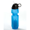 Blue 22 oz Sport Berkey water filter bottle made from BPA-free medical-grade LDPE #4 polymer with a black twist-on cap and integrated loop handle, designed for camping, emergency supplies, and everyday use.