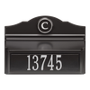 Black and silver handcrafted custom wall mount mailbox featuring a raised monogram letter and house number plate, enhancing curb appeal in Home & Decor and USA Made collections.