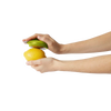 Person holding a green ergonomic citrus zester over a lemon, demonstrating easy zesting for Kitchen & Food, Kitchen Gadgets, Cooking and Baking Helpers, and Best Sellers collections.