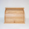 Handcrafted light honey-brown oak roll-top bread box with smooth finish, designed for Kitchen & Food and Storage and Serving, Amish made and USA made best seller.