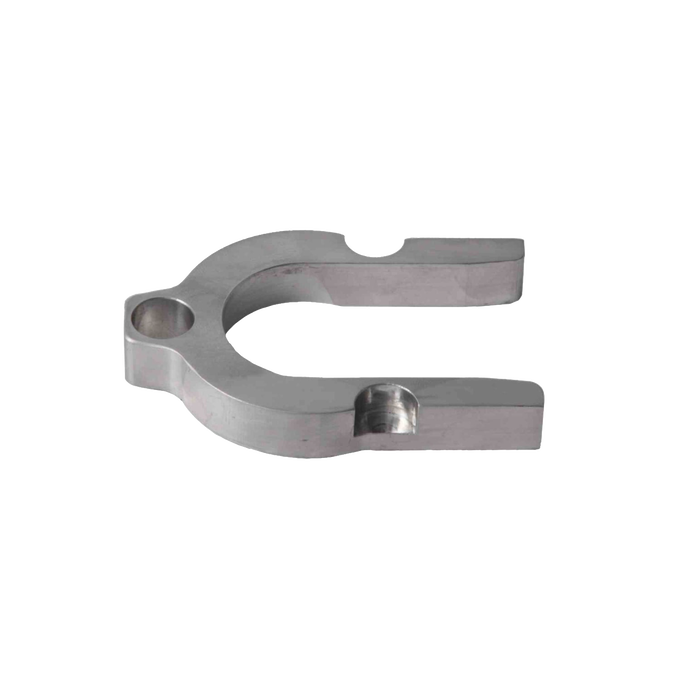 Precision-machined metal clamp component with smooth silver finish, designed for durable use in water pump assemblies, featured in USA Made and Appliances collections.