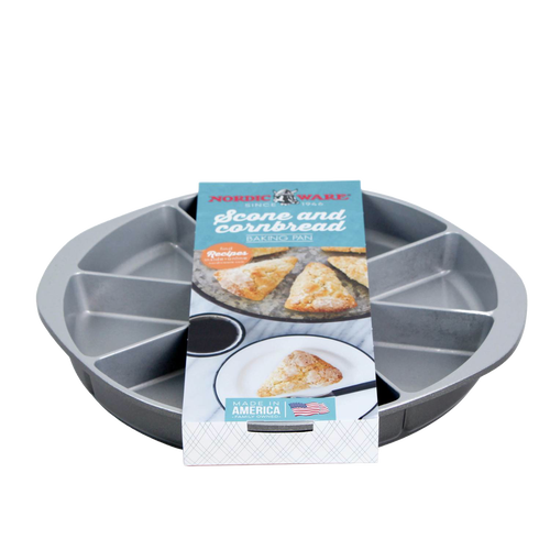 Heavy cast aluminum pan with eight evenly divided sections for baking cornbread and scones, featuring a nonstick surface, ideal for Kitchen & Food, Cookware, USA Made, and Best Sellers collections.