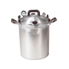 Heavy-duty polished aluminum 30 quart pressure canner with secure locking lid, pressure gauge, and handles, designed for safe food preservation in Farm, Garden & Tool, Kitchen & Food, and Canning collections.