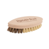 Handcrafted vegetable brush with dual plant fiber bristles and a smooth wooden handle, designed for gentle and effective cleaning in Kitchen & Food and Kitchen Gadgets collections.