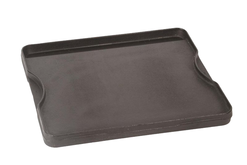 Handcrafted small cast iron griddle with a pre-seasoned smooth cooking surface and integrated hand grips, ideal for Kitchen & Food, Cast Iron, Cookware, and Stoves collections.