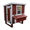 Handcrafted, heavy-duty chicken coop in red with white trim, featuring a secure side door, hinged nesting box, and window, ideal for Farm, Garden & Tool, Chicken Accessories, USA Made, Amish Made, Best Sellers collections.