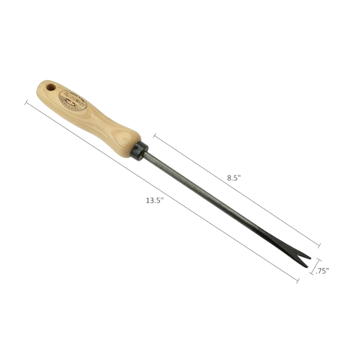 Handcrafted DeWit dandelion weeder with a super strong heavy duty ash wood handle and durable metal prongs, perfect for Farm, Garden & Tool, Digging and Cultivating, and Garden Accessories collections.