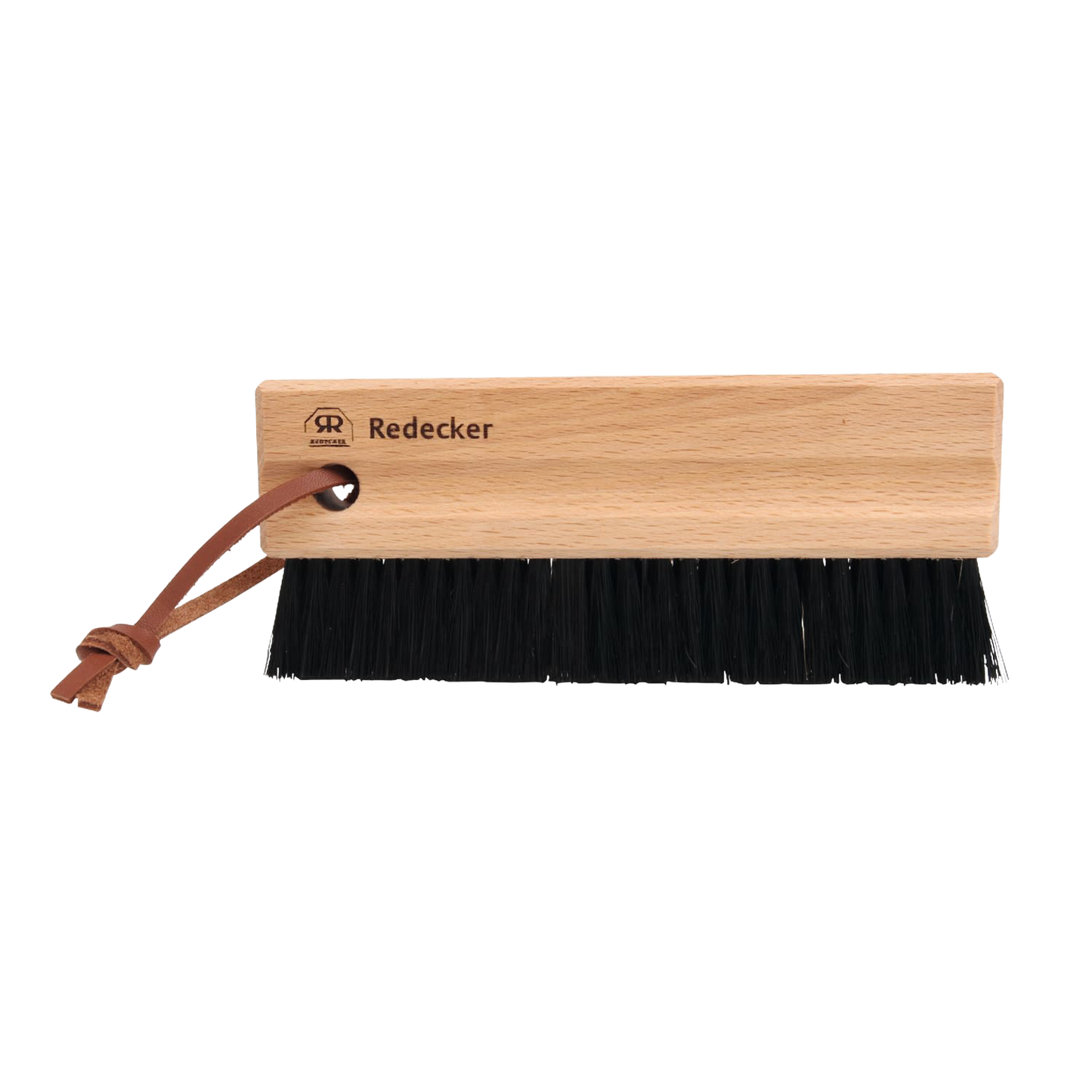 Handcrafted cleaning brush with stiff black bristles and durable oiled beechwood handle, designed for gentle debris removal on fly and window screens, ideal for Home & Decor and Household Cleaning.