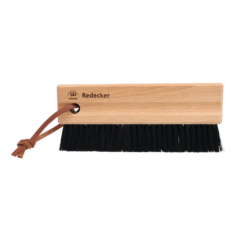 Handcrafted cleaning brush with stiff black bristles and durable oiled beechwood handle, designed for gentle debris removal on fly and window screens, ideal for Home & Decor and Household Cleaning.