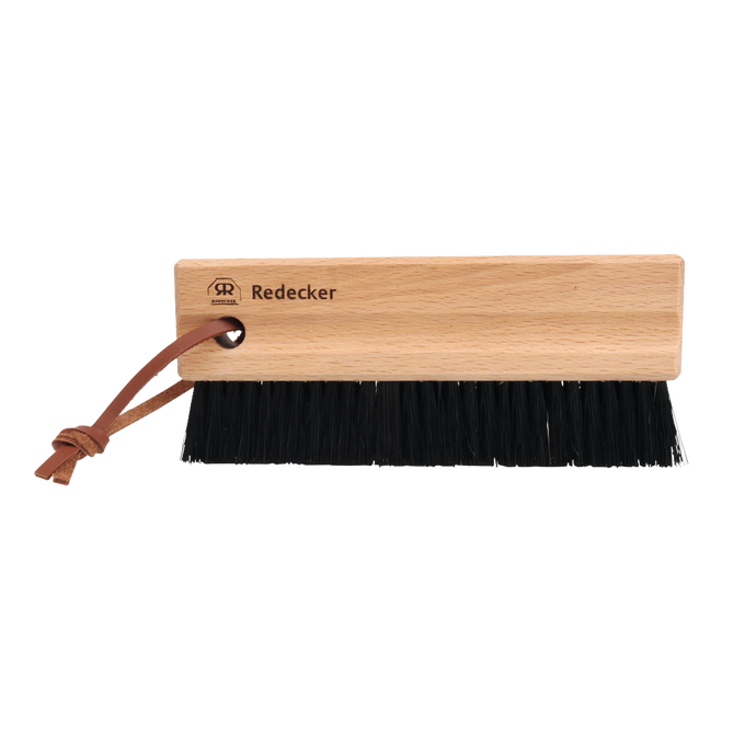 Handcrafted cleaning brush with stiff black bristles and durable oiled beechwood handle, designed for gentle debris removal on fly and window screens, ideal for Home & Decor and Household Cleaning.
