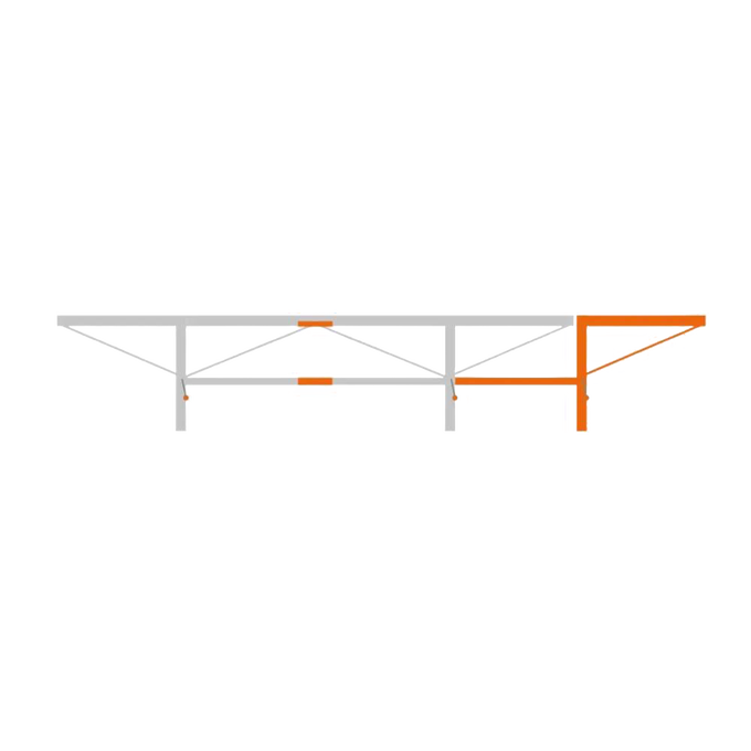 Steel extension frame with integrated log lifter in bright orange and gray, designed to increase sawing length for chainsaw mills, ideal for Farm, Garden & Tool and Wood Cutting collections.