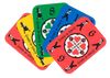 Fan of five colorful cards with playful illustrations and numbers, designed for quick-paced family card games in Toys, Books & Games and Children’s Toys collections.