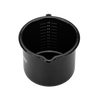 Lightweight black enameled steel milk pot with clear volume markings and precise pour spout, designed for durable outdoor cooking in camping, kitchen, and cookware collections.