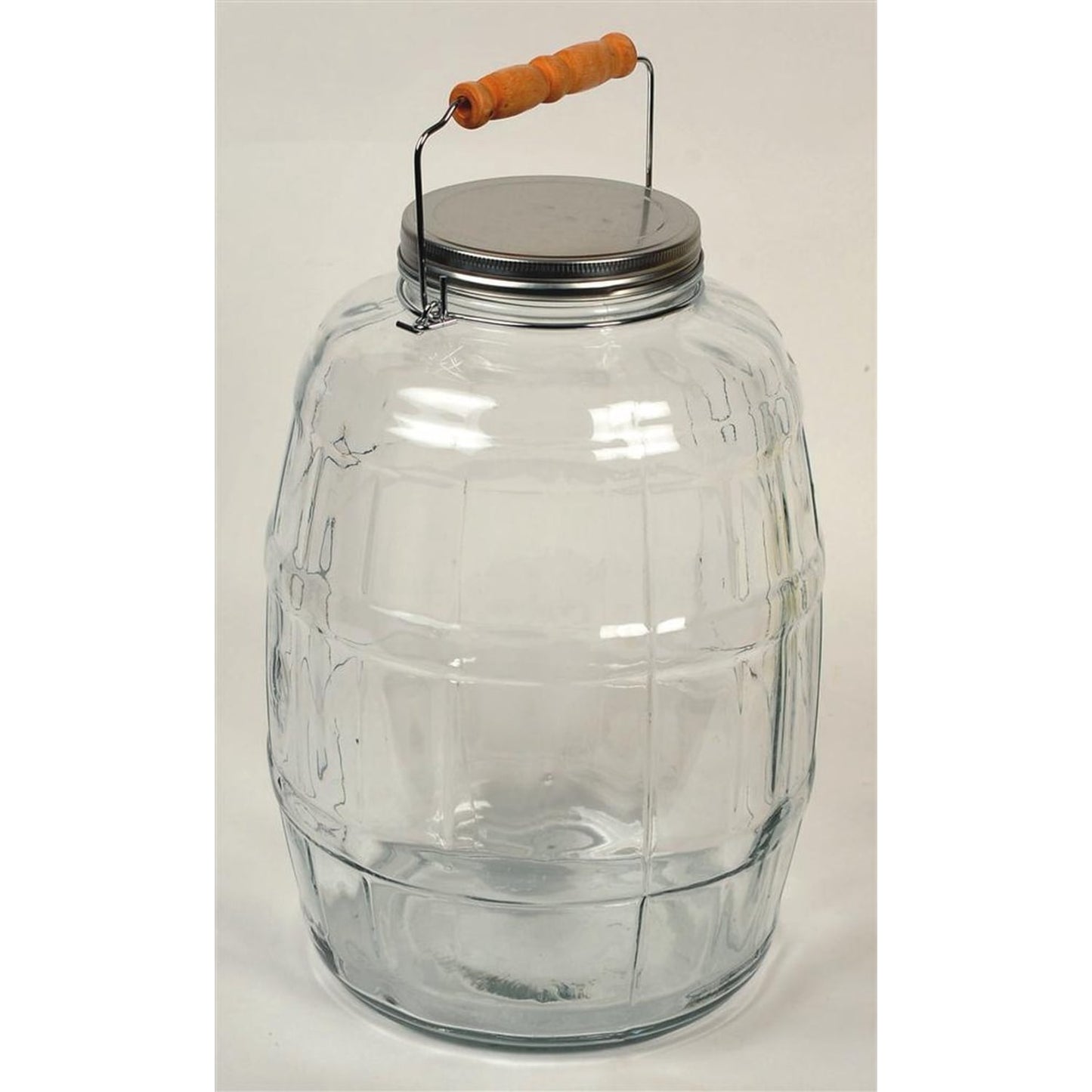 Clear replacement jar for 2-3/4 gallon butter churn with metal lid and wooden handle, handcrafted in USA, ideal for kitchen, specialty equipment, and making butter collections.
