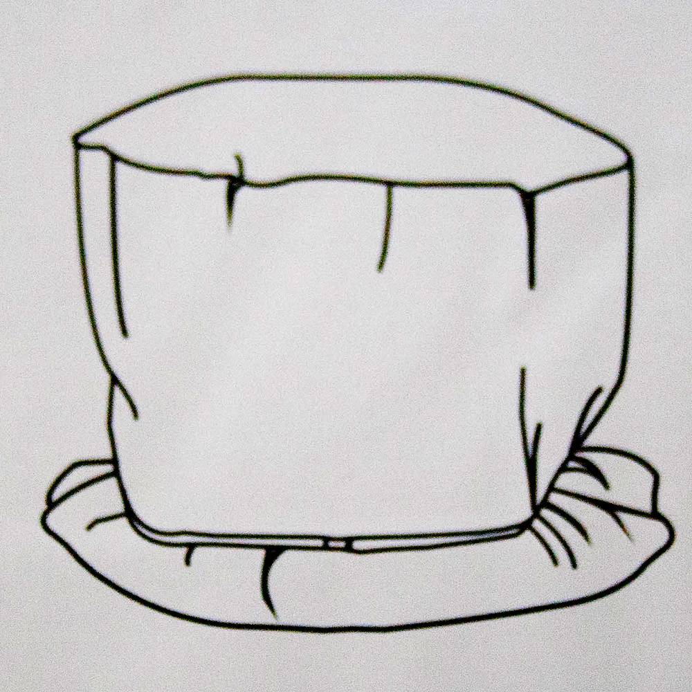Line drawing of a fitted protective cover with elasticized bottom edge designed to secure over outdoor air conditioning units, featured in Home & Decor and Household Helpers collections.