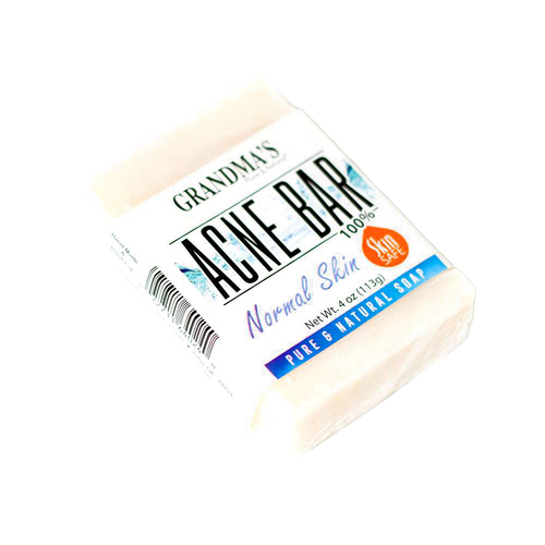 Handcrafted acne-clearing soap bar labeled for normal skin, featuring pure and natural ingredients, ideal for Health & Wellness and Best Sellers collections.