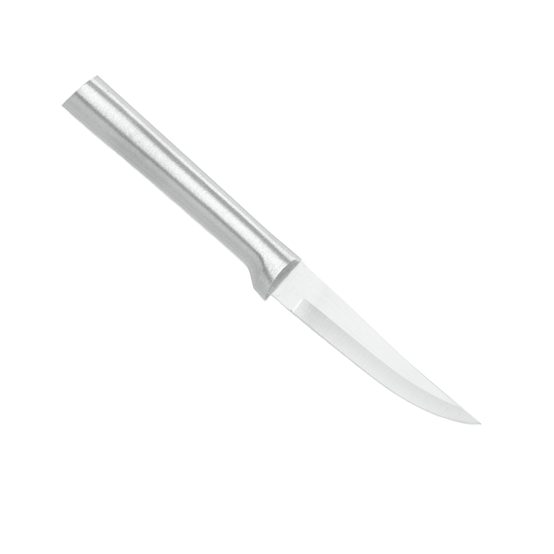 Sharp carbon stainless steel paring knife with a satin-finished cast aluminum handle featuring a non-slip grip, ideal for precise food prep in Kitchen & Food and USA Made collections.