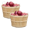 Handcrafted raw poplar wood half bushel baskets with metal wire handles filled with red onions, ideal for Farm, Garden & Tool, Garden Accessories, USA Made, Best Sellers, Promo Eligible collections.