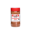 Clear plastic shaker bottle with red lid containing handcrafted southwestern-style meat seasoning dust, made in USA, ideal for Kitchen & Food, Pantry, Best Sellers, and Promo Eligible collections.