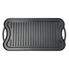 Handcrafted nitrogen hardened cast iron griddle with ribbed surface and ergonomic handles, designed for grilling in Kitchen & Food, Cookware, Cast Iron, and Stoves collections.