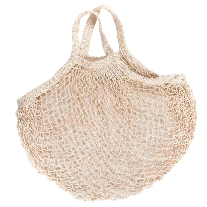 Natural cotton reusable string bag with shoulder handles, designed for carrying up to 40 pounds, ideal for Kitchen & Food, Storage and Serving, Best Sellers, and Promo Eligible collections.