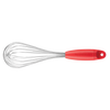Whisk with a red ergonomic handle and stainless steel wires, designed as a space-saving multi-tasker for Kitchen & Food, Kitchen Gadgets, Cooking and Baking Helpers, Best Sellers, and Promo Eligible collections.
