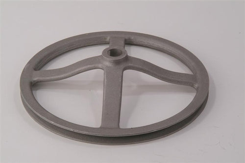 Heavy-duty metal pulley wheel designed for meat grinding machinery, handcrafted and made in USA, ideal for Kitchen & Food, Specialty Equipment, Butchering Supplies, Best Sellers, and Promo Eligible collections.