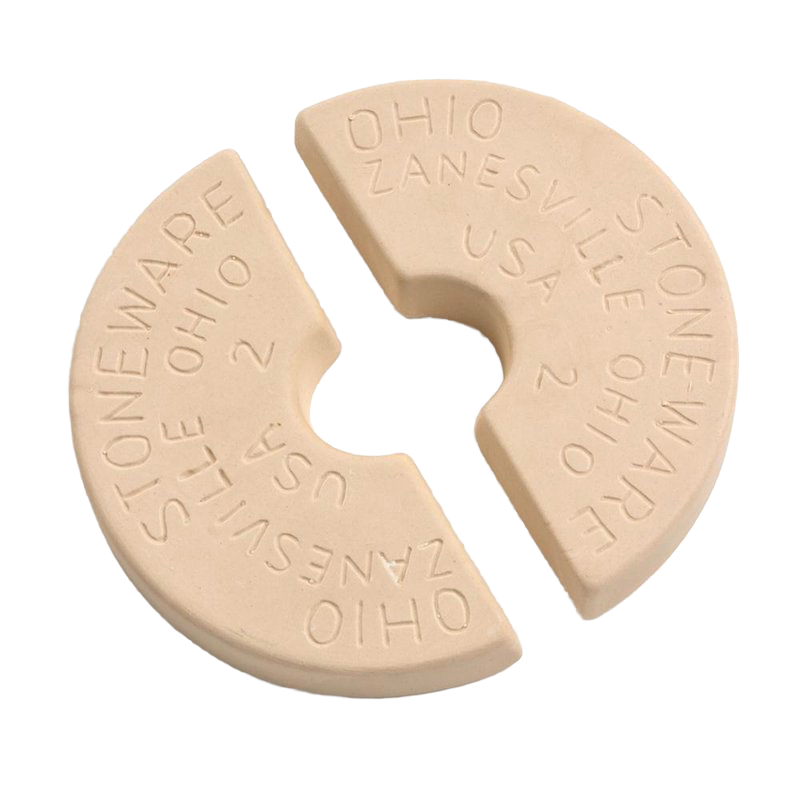 Handcrafted ceramic weight stones designed to fit numbered stoneware crocks, made in the USA, ideal for keeping food submerged during fermentation in Kitchen & Food and Food Preservation collections.