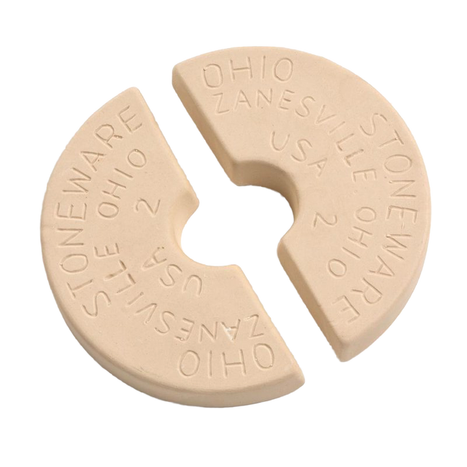 Handcrafted ceramic weight stones designed to fit numbered stoneware crocks, made in the USA, ideal for keeping food submerged during fermentation in Kitchen & Food and Food Preservation collections.