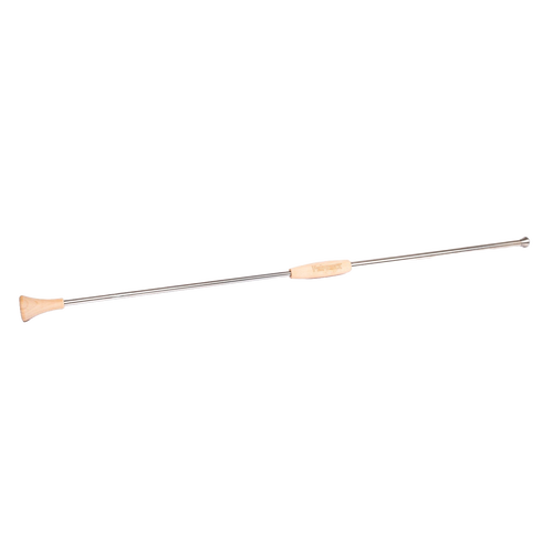 Long collapsible stainless steel fire blow pipe with natural wood handle for safe airflow direction into fires, ideal for Farm, Garden & Tool, Stoves, Camping, Hearth Accessories, and Best Sellers collections.